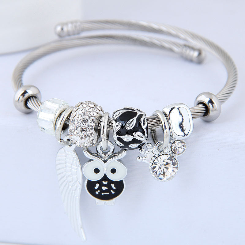 Angel Wings Pendant Stainless Steel Bracelet