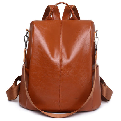 Leather Backpack Light Simple Large Capacity