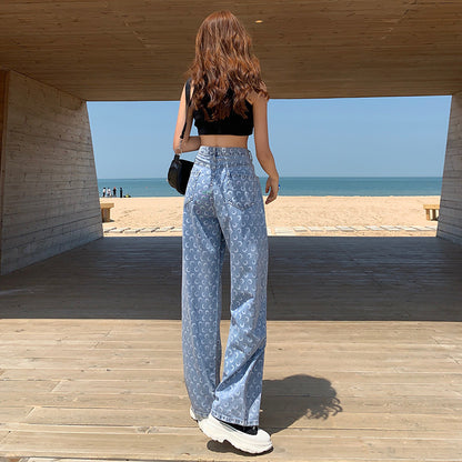 Printed Loose And Slim Straight-leg Pants