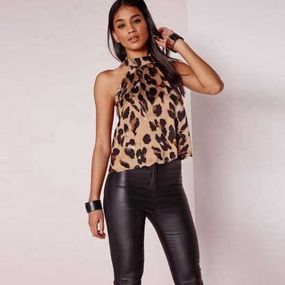 Leopard print halter strapless backless slim fit