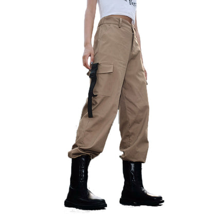 Streamer bag buckle casual pants overalls