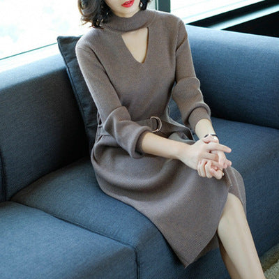 Slim-fit Over-the-knee Mid-length Long-sleeved Sweater