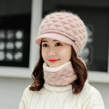 Plush thick warm ear protection scarf hat