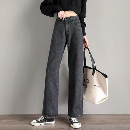 High Waist Jeans Straight Tube Loose