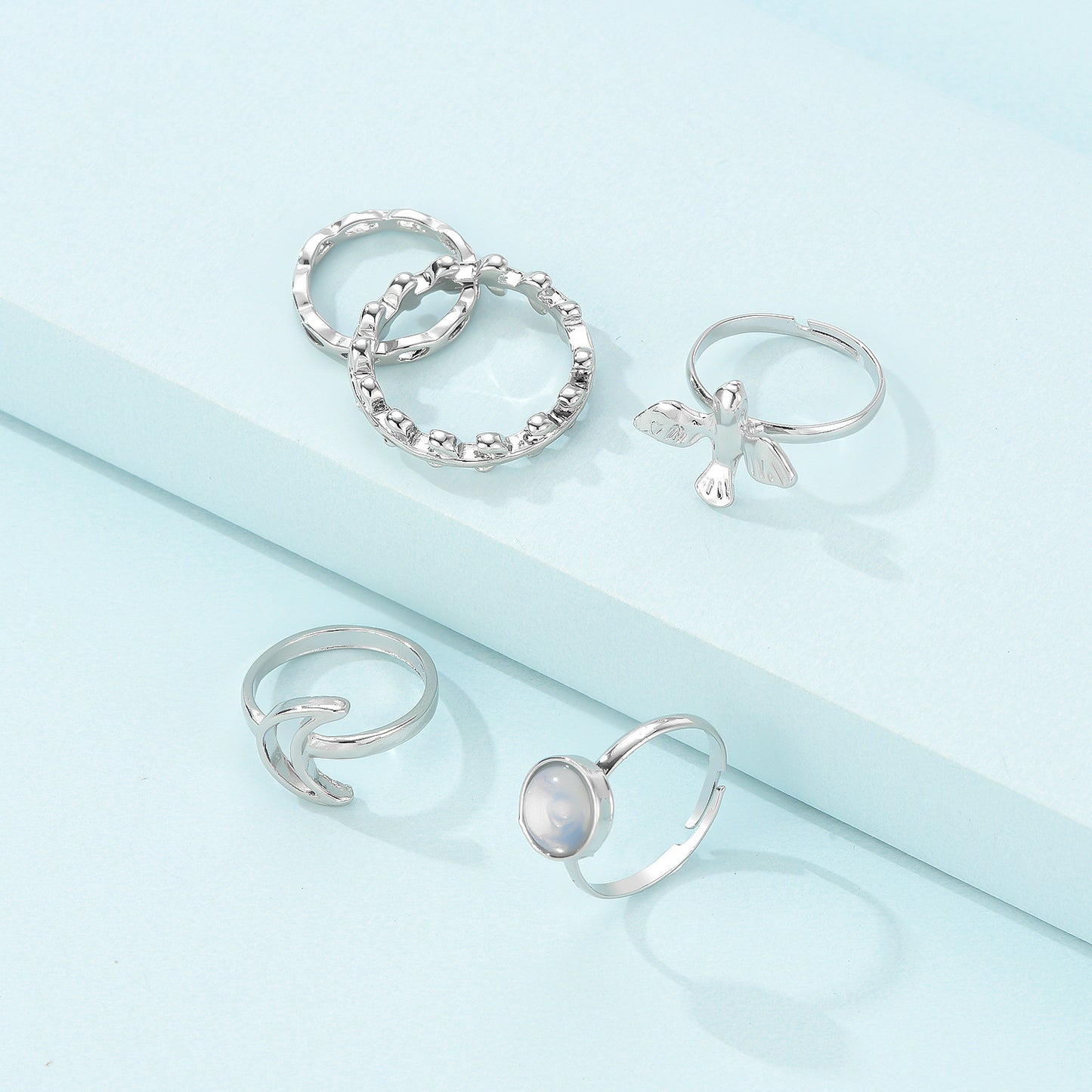 Flying Bird Shape Alloy Ring Moon 5-piece Set