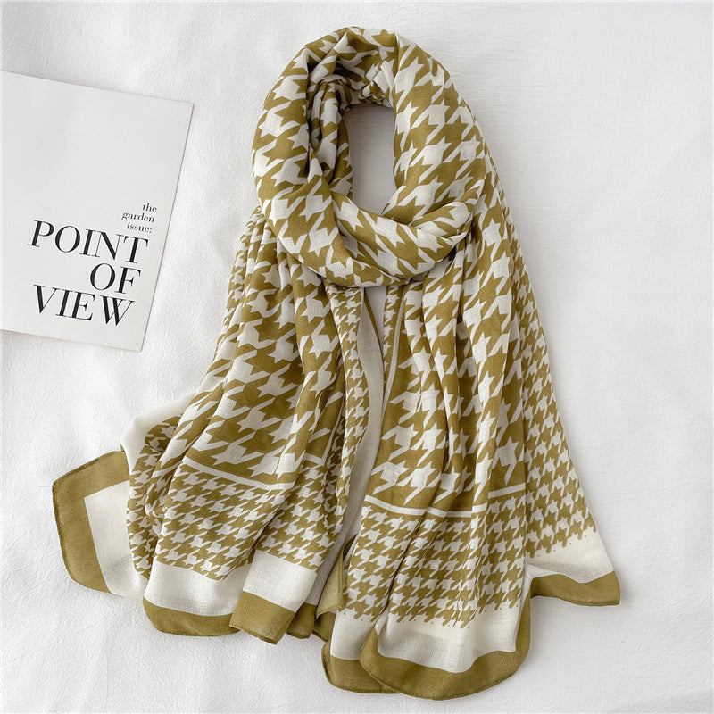 Travel Shawl Geometric Plaid Scarf