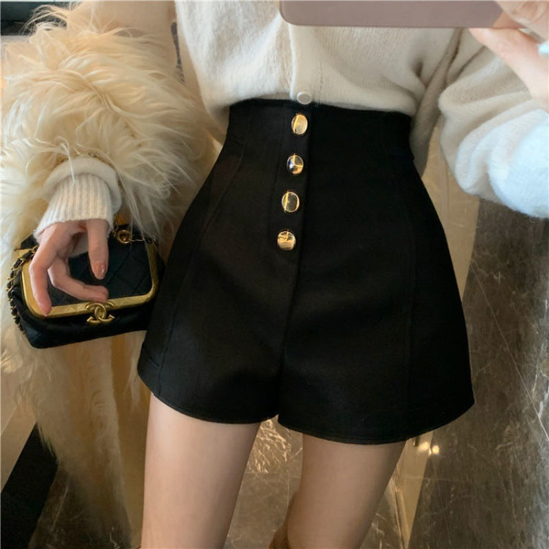 Summer New High Waist Single Breasted Casual Shorts