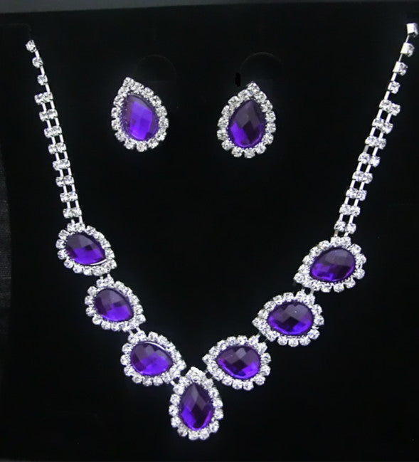 bride jewelry color diamond earrings necklace fashion necklace set