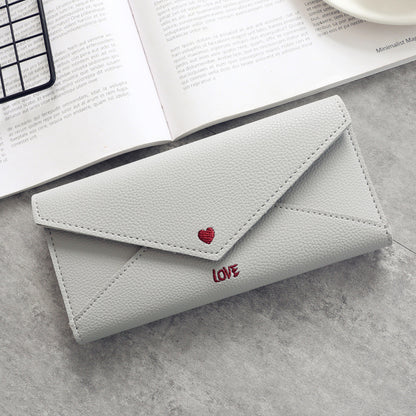 Long Heart-shaped Letter Line 2 Fold Multifunctional Wallet