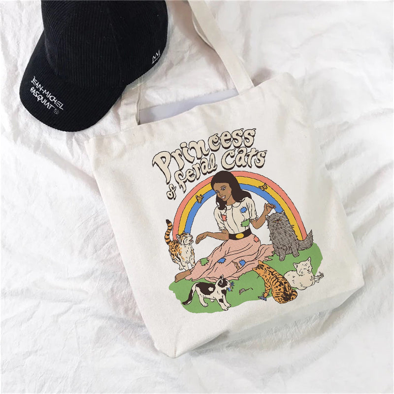 Shopping Bag Funny Cute Cartoon Cat Pattern