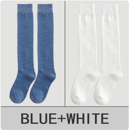 Solid Color Calf Socks Cotton Long Socks