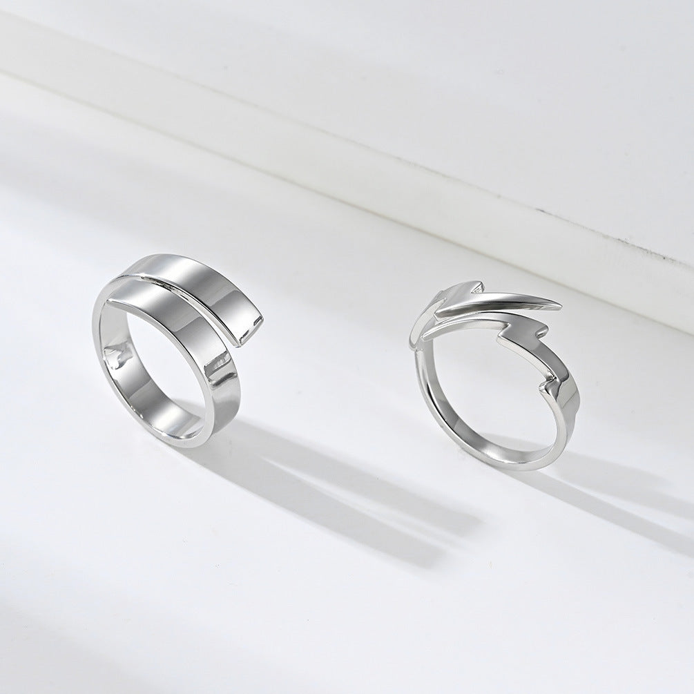 Simple Harajuku Lightning Tide Eclipse Ring Hollow Titanium Steel