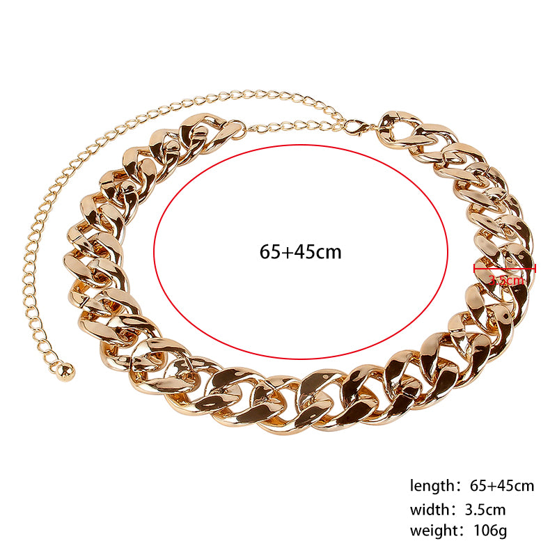 Europe and America cross-border simple fashion thick chain waist chain with dress character retro versatile punk accessories autumn