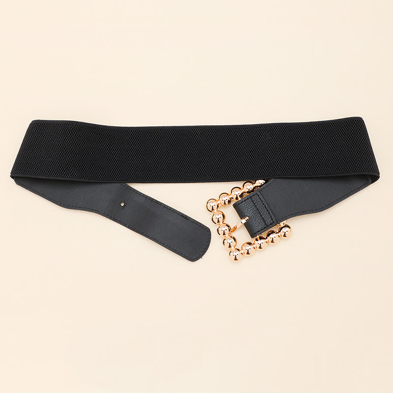 Medium Black Belt With Square Metal Studs For Ladies