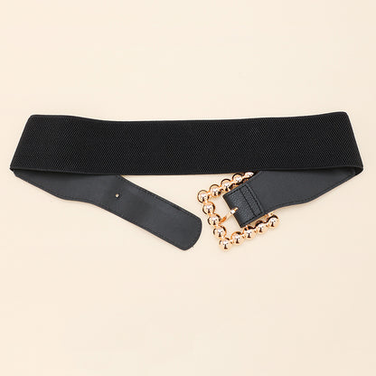 Medium Black Belt With Square Metal Studs For Ladies