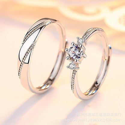 Sterling Silver Jewelry Couple Ring Female Wedding Ring Pair Ring