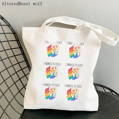 Canvas Tote Bag Pattern Environment-friendly Shopping Large Capacity