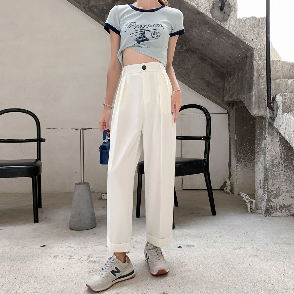 Casual Pants Loose, Thin, High-waisted Temperament Pant