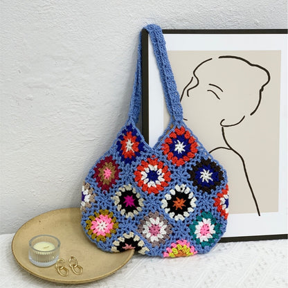 Handmade Hand Crochet Flower Woven Bag