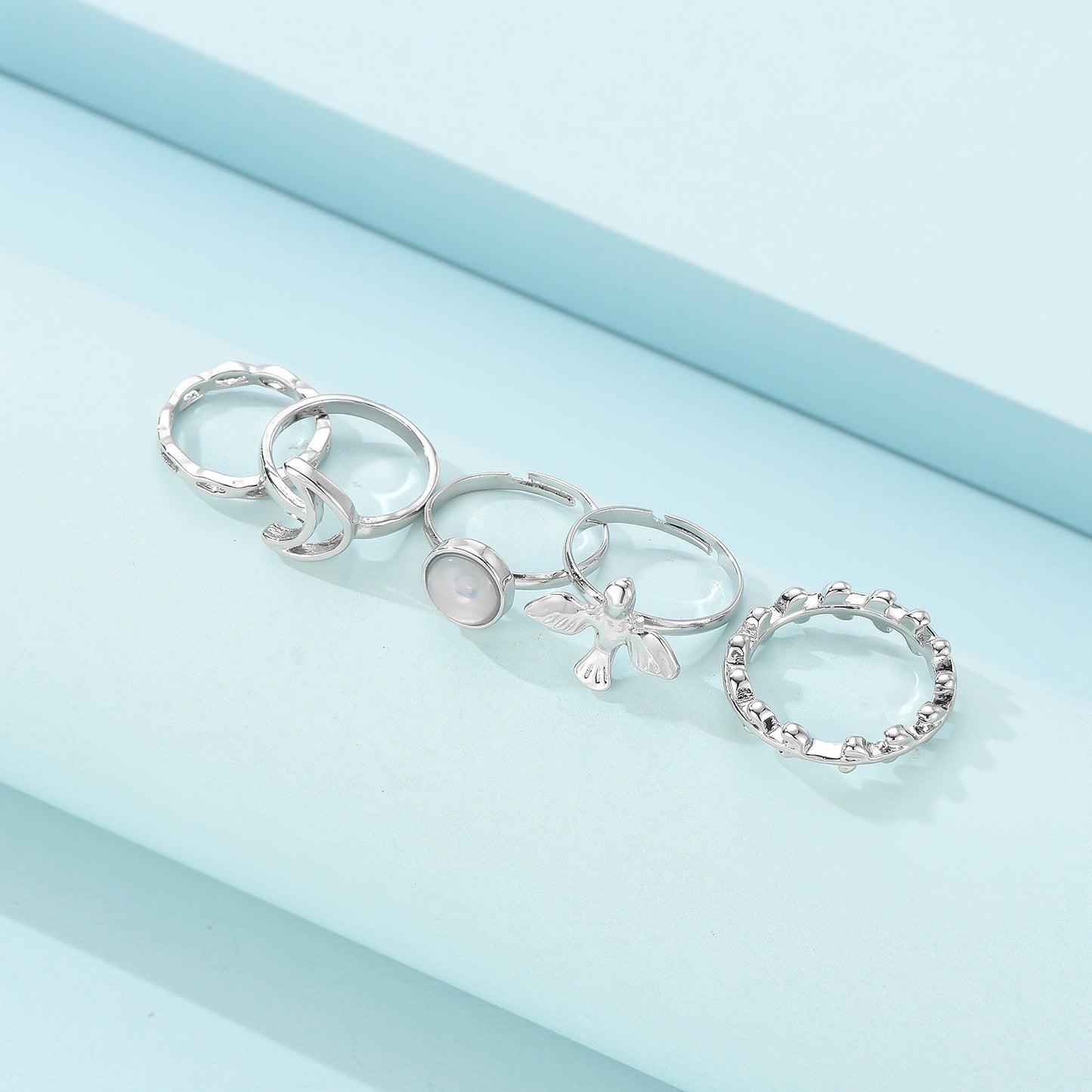 Flying Bird Shape Alloy Ring Moon 5-piece Set