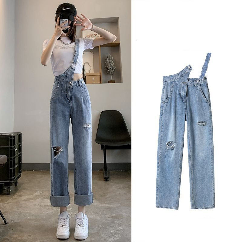 High-waisted Wide-legged Ripped Backstrap Jeans