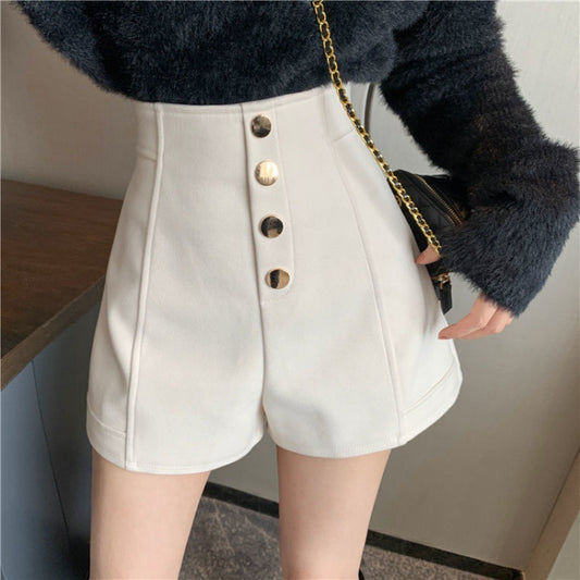 Summer New High Waist Single Breasted Casual Shorts