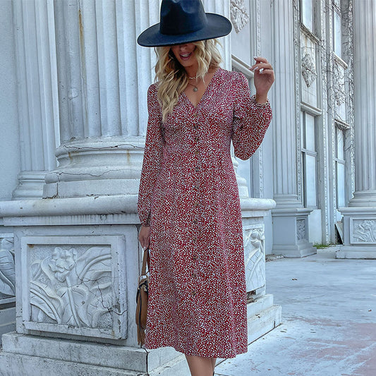 Long Sleeve Leopard V-Neck Cardigan Dress