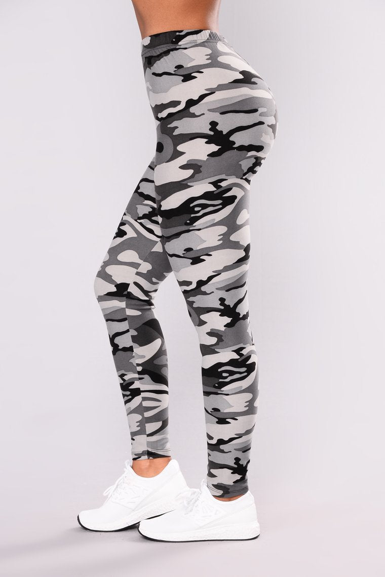 Camouflage Printed Grey Legging Pants