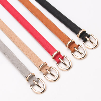 New Ladies Pigskin Decorative Casual Thin Belt