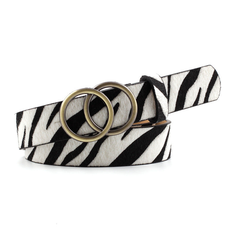 Fashion round button leopard zebra SNAKE BELT