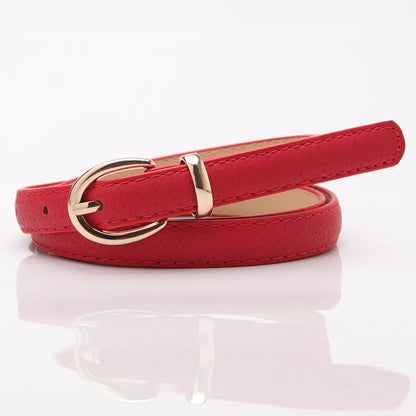 New Ladies Pigskin Decorative Casual Thin Belt