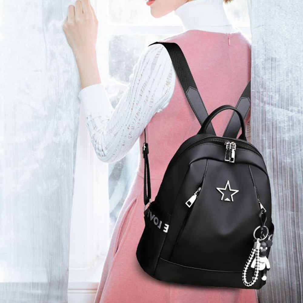 Leather Zipper Lady Schoolbag Anti Theft Backpacks Waterproof Shoulder Bag