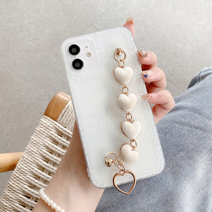 Soft Case Women Pearl Wrist Strap Phone Case