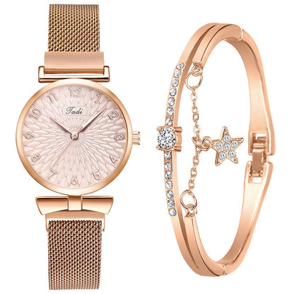 Mesh Band Magnetic Strap Ladies Bracelet Quartz Watch