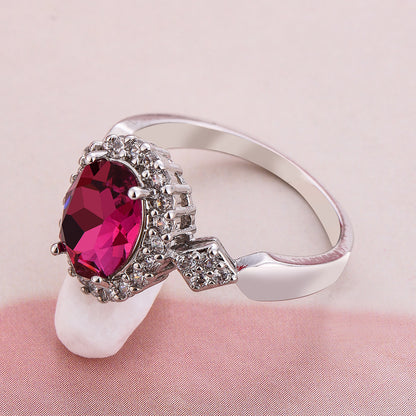 Fashion Temperament Red Crystal Jewelry Ring