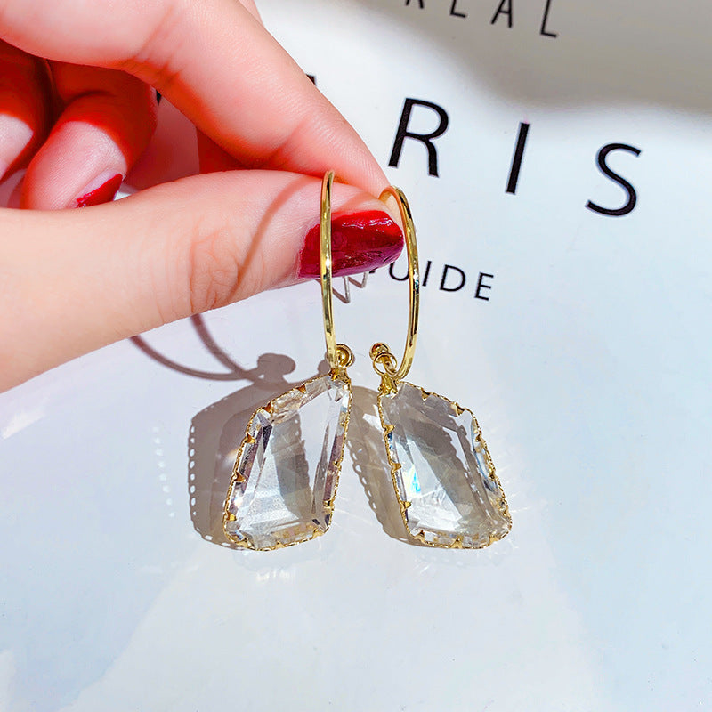 Fashion Super Flash Diamond Triangle Crystal Earrings