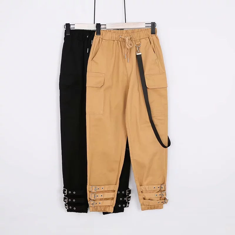 Autumn Women's Ankle Elastic Buckle Wide Leg Pant