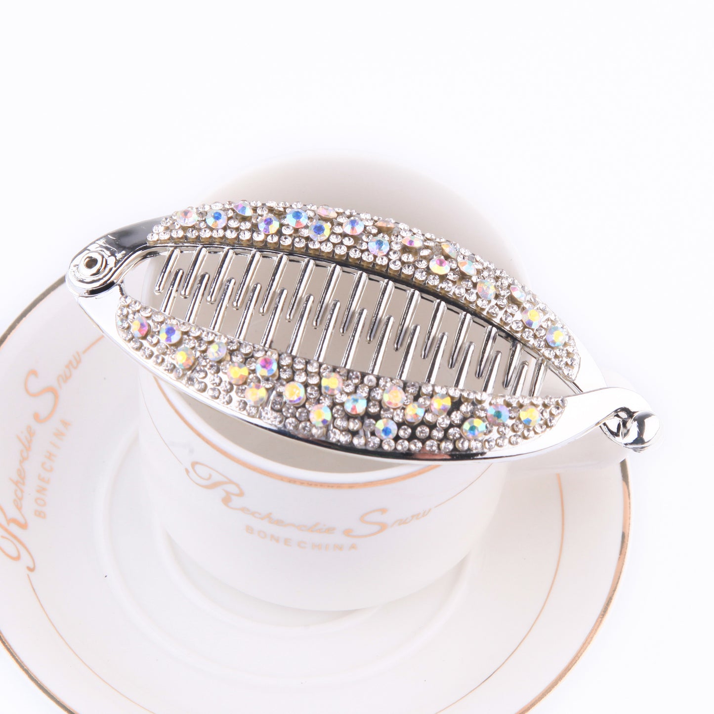 Popular Diamond Rhinestone Electroplating Fish Banana Hair Clip