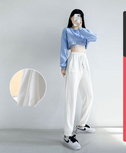 Spring And Autumn High Waist Drape And Thin Straight Wide-leg Pants