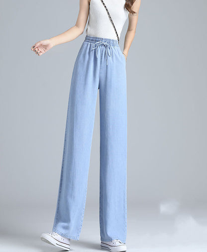 High Waist Draped Straight Loose Ice Silk Wide-leg Pants