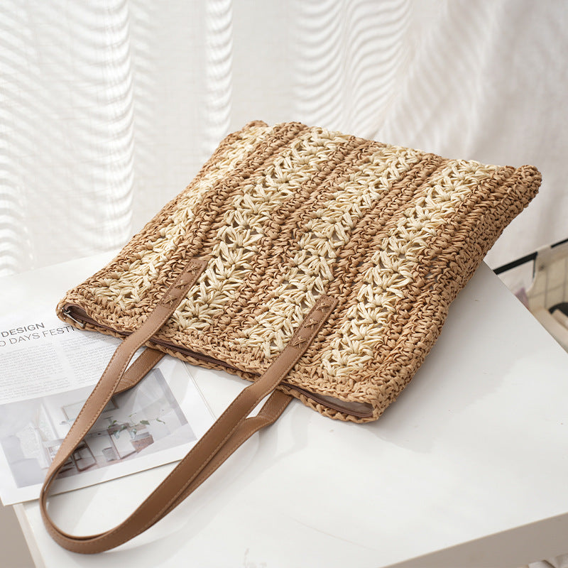 Woven Stripe Straw Bag