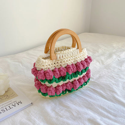 Tulip Bag Hand-woven Bag Cloth Strip Crochet