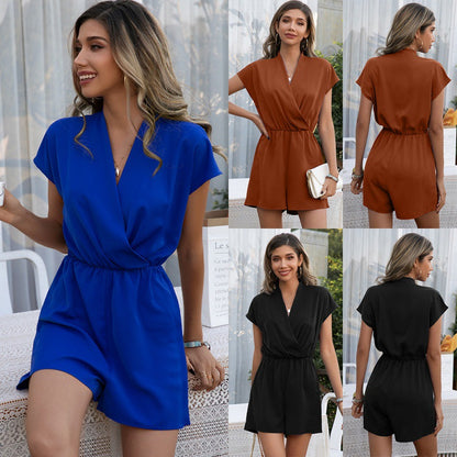 V-neck Short Sleeve Shorts Suit