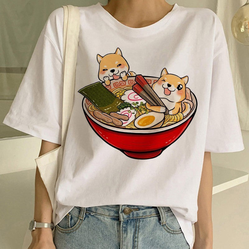 Fashion Shiba Inu Dog Round Neck T-shirt