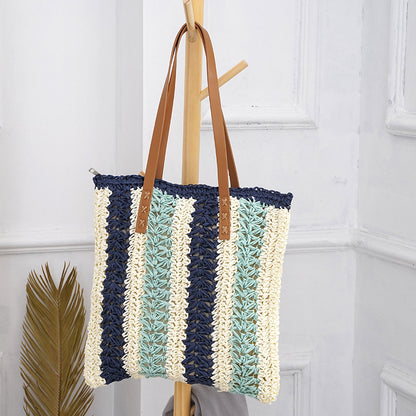 Woven Stripe Straw Bag