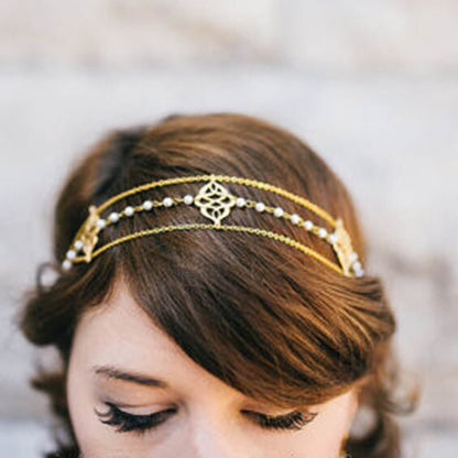 Popular Beaded Auspicious Pearl Tassel Headband