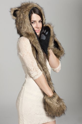 fur grass cartoon cap with scarf