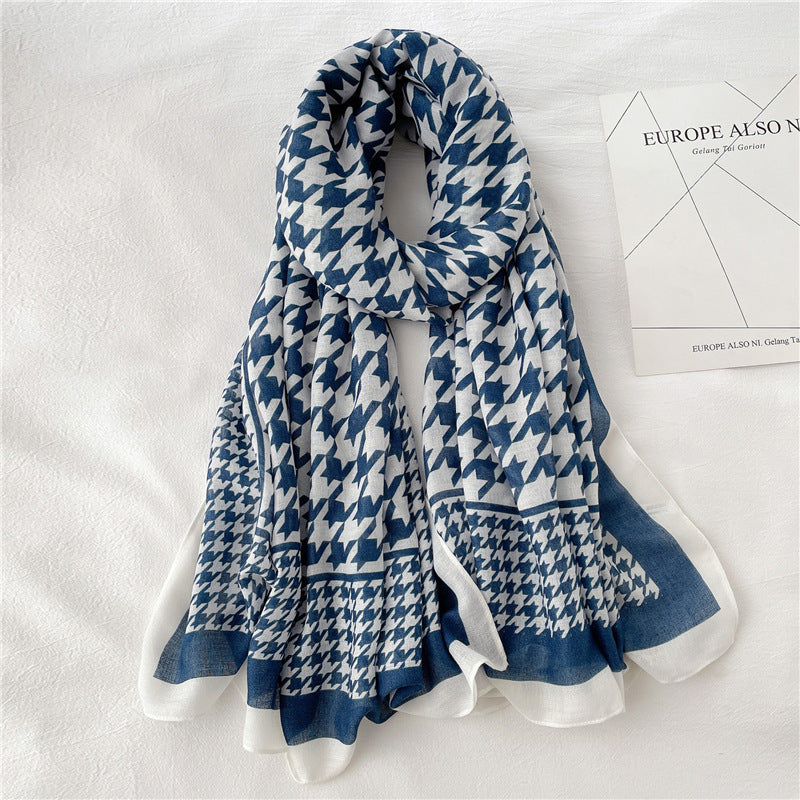 Travel Shawl Geometric Plaid Scarf