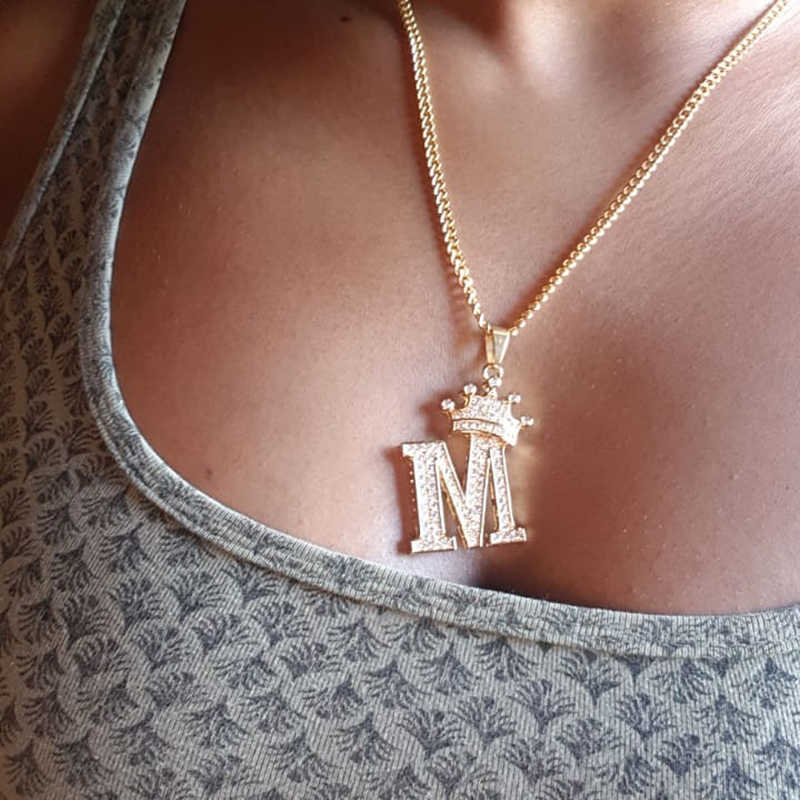 26 Alphabet Crown Letter Necklace Clavicle Chain