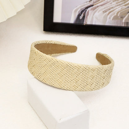 Fashion Headband Simple Solid Color Raffia